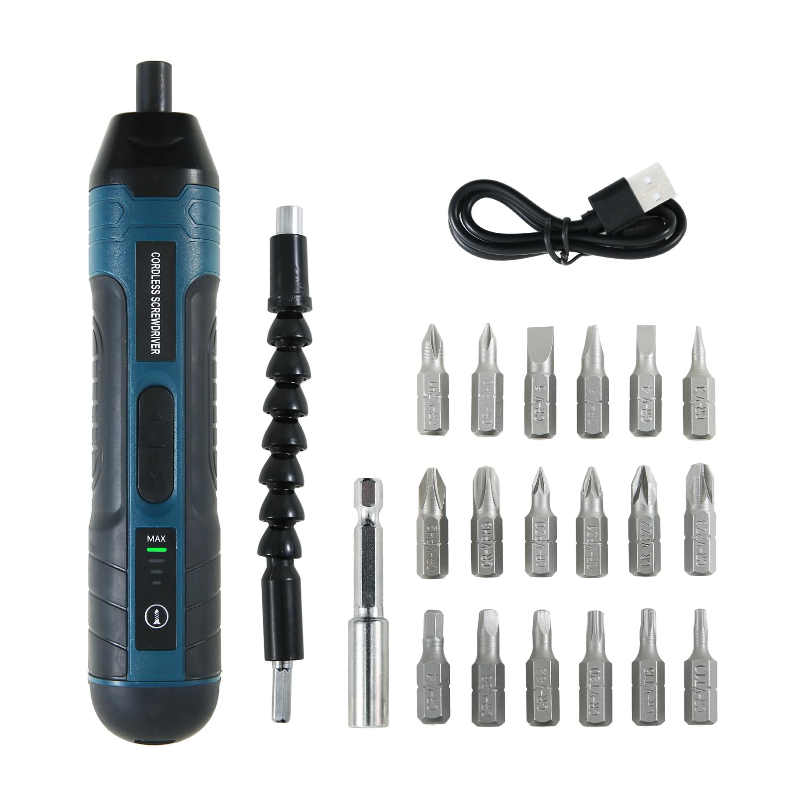 cupeohome Electric Cordless Screwdriver 20 in 1, 3.6V Rechargeable Mini Electric Cordless Screwdriver with 4-Gear Torque and LED Light, 5N.m Max Torque, Ideal for Daily and Light Industrial Use
