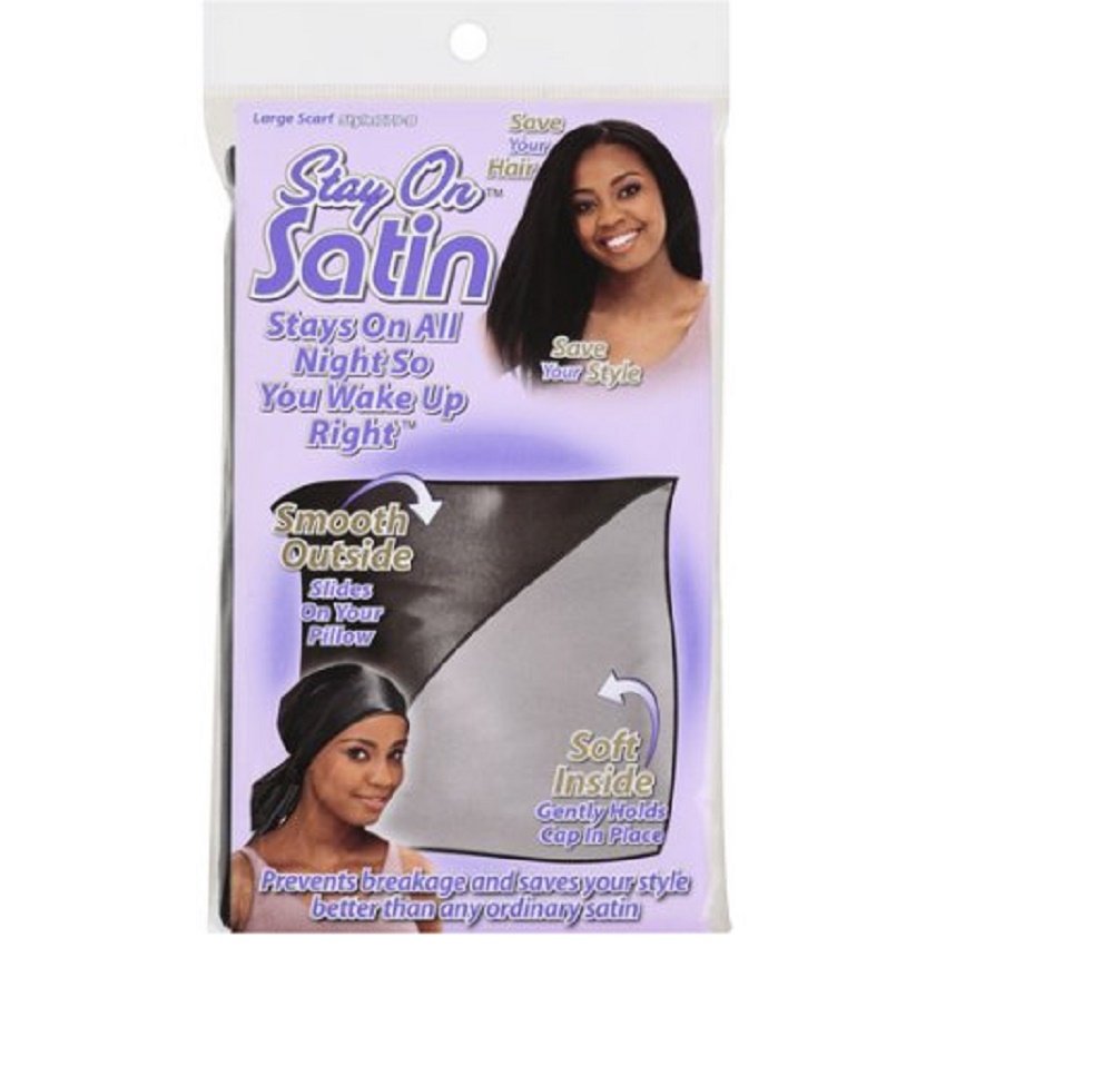 Stay On Satin Large Scarf Style 779B Black Satin