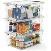 WYT 8-Quart Clear Plastic Storage Bins with Lids &amp; Secure Latches, 3-Pack Organizer Container Box with Latch Buckles for Home, Kitchen, Closet, Garage