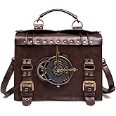 Messenger Bag Leather Retro Briefcase Steampunk Crossbody Shoulder Purse Satchel for Women Lolita Gothic Costume Accessory