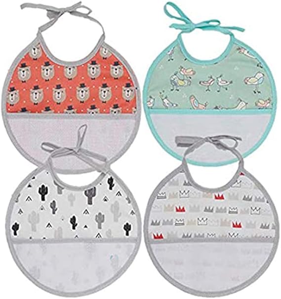 Ti Tin Lot De 4 Bavoirs En Point De Croix 100 Coton Avec Toucher Tres