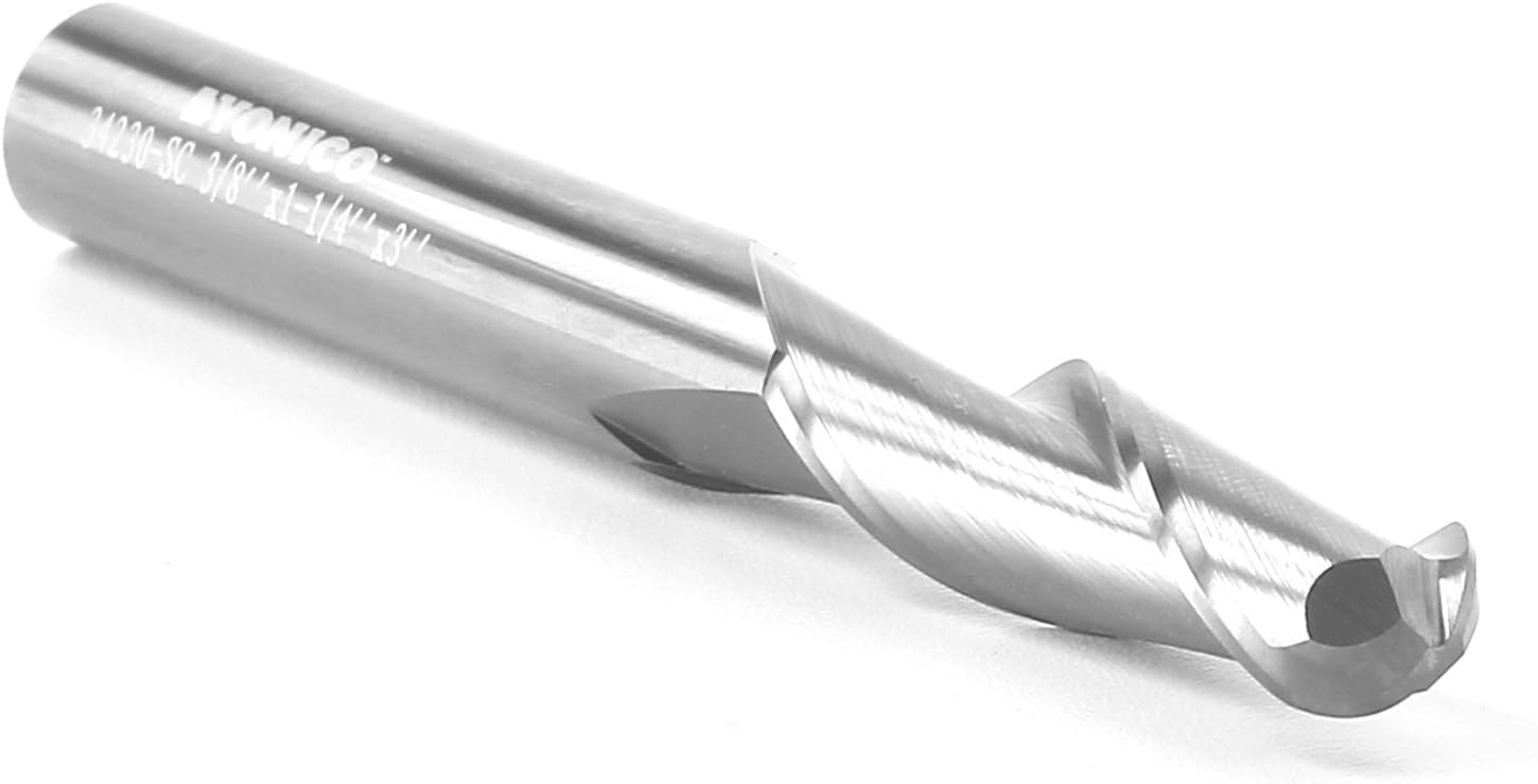 Yonico 34230-SC - Ball Nose Spiral End Mill CNC Router Bit, Diameter: 3/8", Cutting Height: 1-1/4", Flutes: 2-3/8" Shank