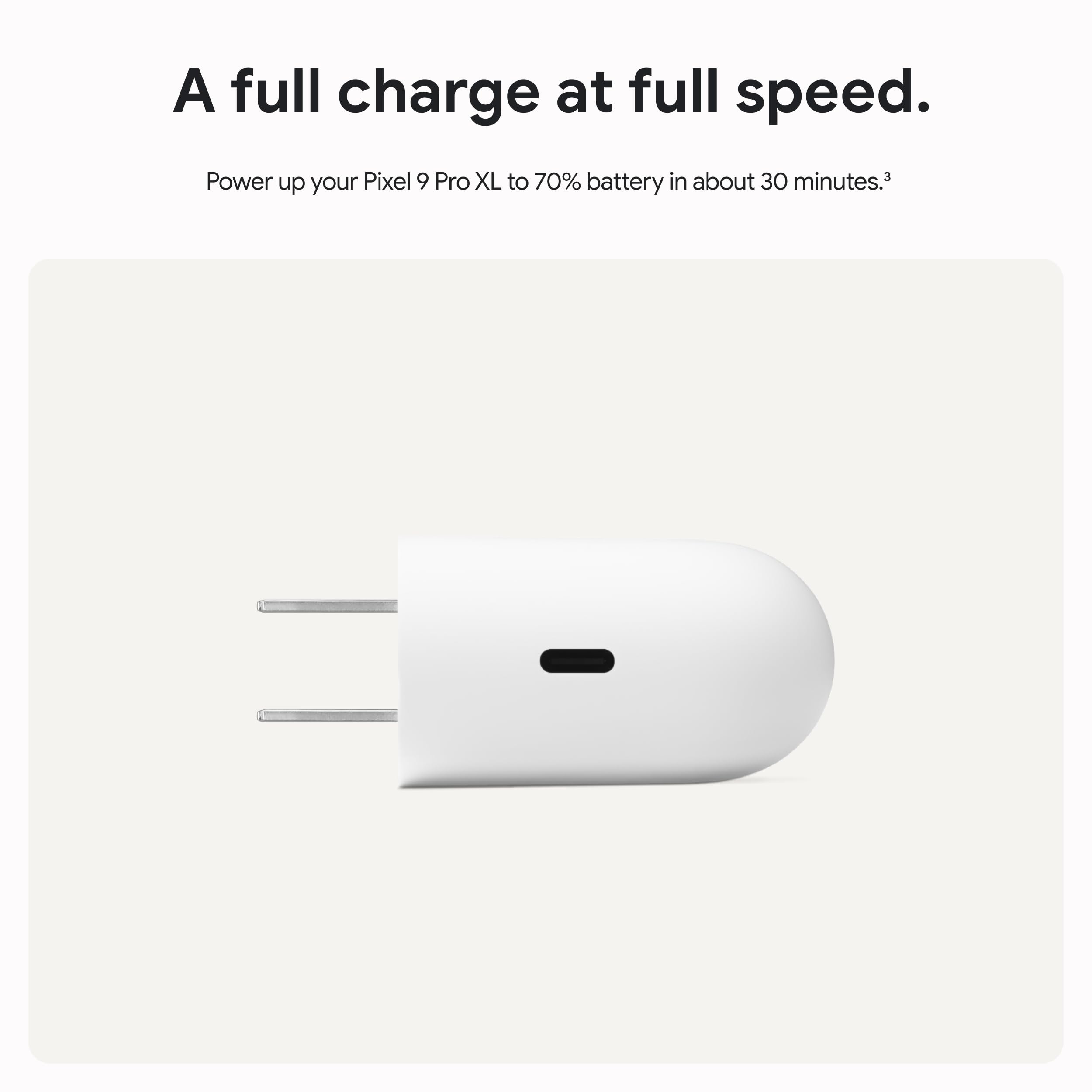 Google 45W USB-C Power Charger - Fast-Charging Pixel Phone Charger - Compatible with Google Products and Other USB-C® Devices - Snow