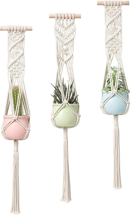 Mkono 3 piezas macramé colgador de plantas para interior maceta ...
