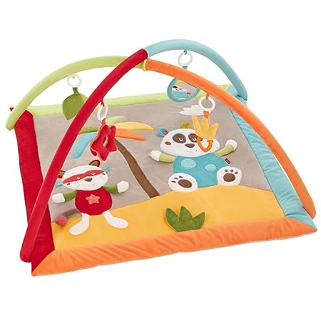Fehn 067316 3-D-Activity-Decke Jungle Heroes / Spielbogen mit 4 abnehmbaren Spielzeugen für Babys Spiel & Spaß von Geburt an 