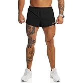 Ouber Men's Running Shorts with Liner 2'' Workout Shorts Bodybuilding Side Split Mesh Gym Shorts