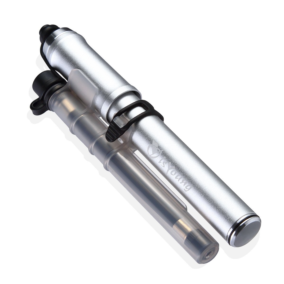 isYoung Pompe à Vélo Mini Pompe à Main Rétractile en Alliage d\'aluminium Portable pour Presta et Schrader Valve avec Support de Fixation Noir