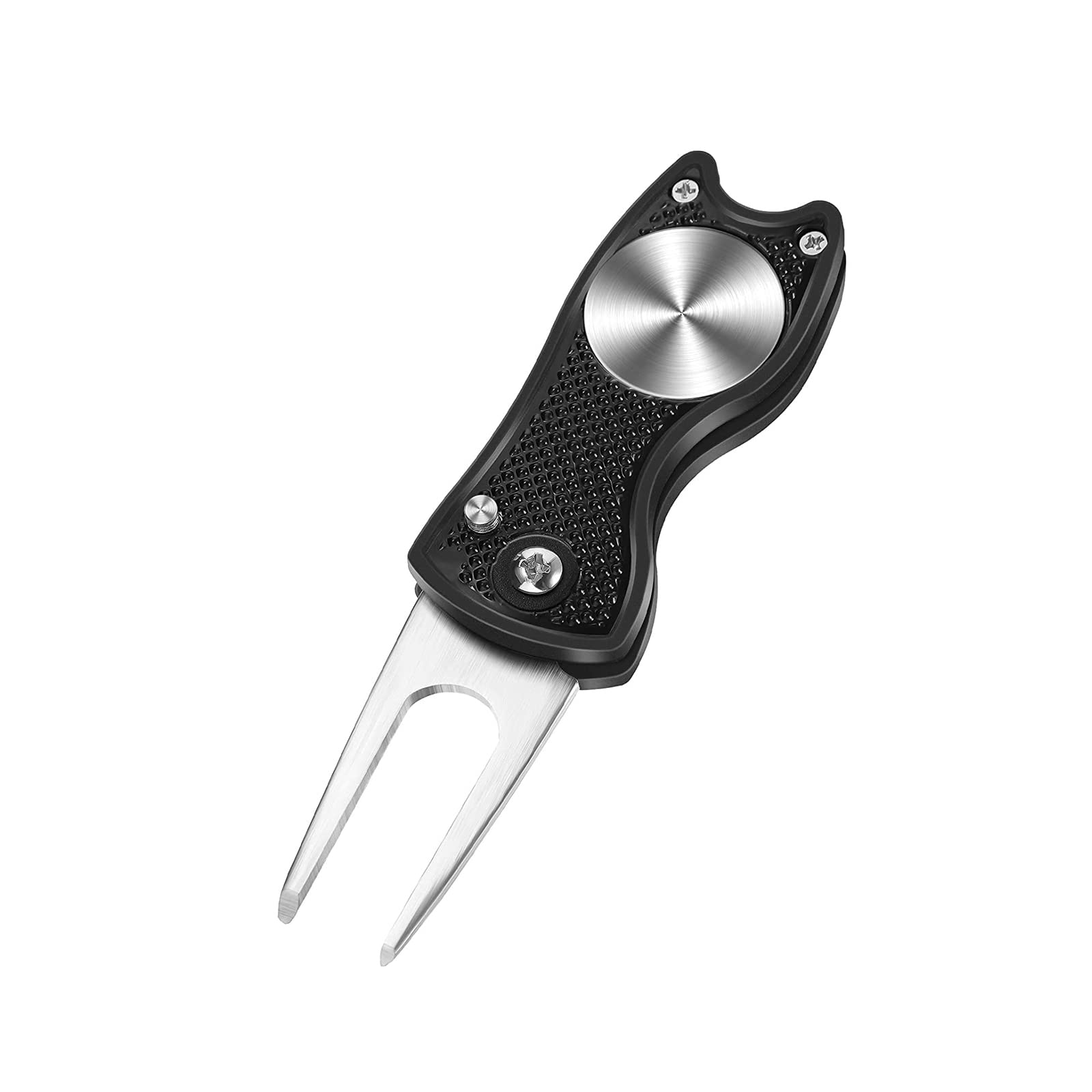 Golf Pitch Fork,Stainless Steel Golf Divot Repair Tool,Multi Function Golf Training Aids,Golf Pitch Mark for Golfer Training Repair Accessory Black Divot Tool