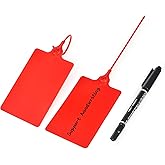 25 Pcs Durable Plastic Shipping Tags with Marker Pen Security Seals Sticker Labels,Waterproof Blank Luggage Tag for Packages, Logistics, Inventory, Travel(Red,25pcs)