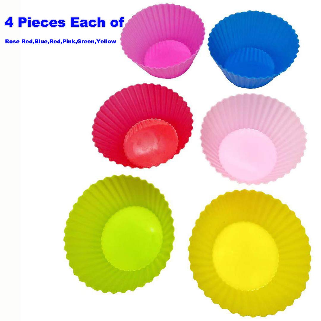 Reusable Silicone Cupcake Baking Cups,Weagood Non-stick Muffin Cupcake Liners Silicone Baking Molds Pack of 24