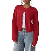 ZAFUL Cropped Cardigan Sweater for Women Long Sleeve Button Down Open Front Cardigans Lightweight Knit Outerwear
