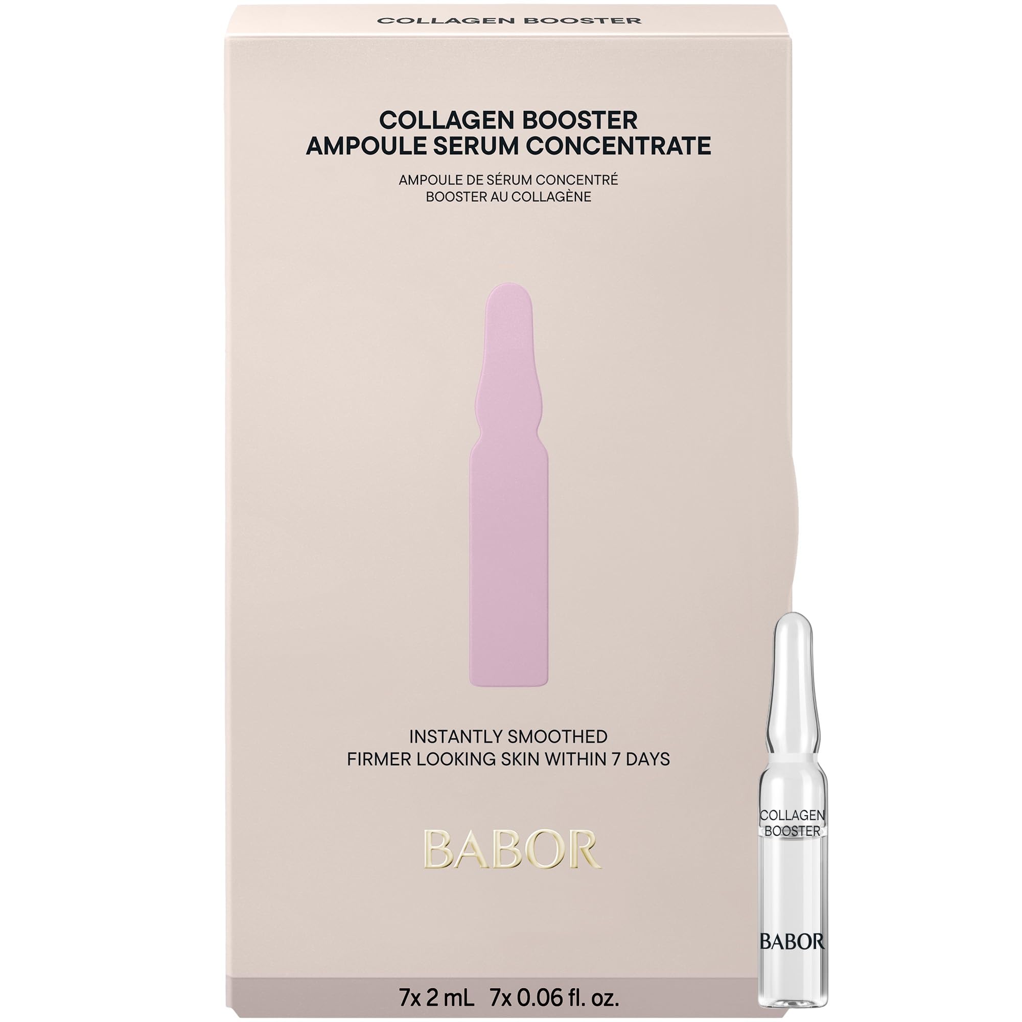 BABOR Collagen Booster Anti-Aging Serum Ampoules for the Face, with Tripeptides for Increased Elasticity and Smoothness, Vegan Formula, 7 x 2 ml Concentrated Ampoules