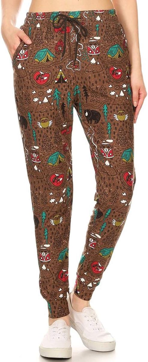 Leggings Depot Women's Printed Solid Activewear Jogger Track Cuff Sweatpants at  Women’s Clothing store