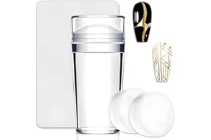 QIVORIMITH French Tip Nail Stamp,French Tip Tool Kit With 2 PCS Replacement Nail Stamper Heads for DIY together,Home Manicure Starter Tool Salon(4 PCS)