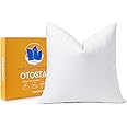 OTOSTAR Pack of 1 Down and Feather Throw Pillow Inserts, 20 x 20 Soft Fluffy Square Pillow Inserts with 100% Cotton Cover Decorative Pillows for Sofa Couch Bed-White