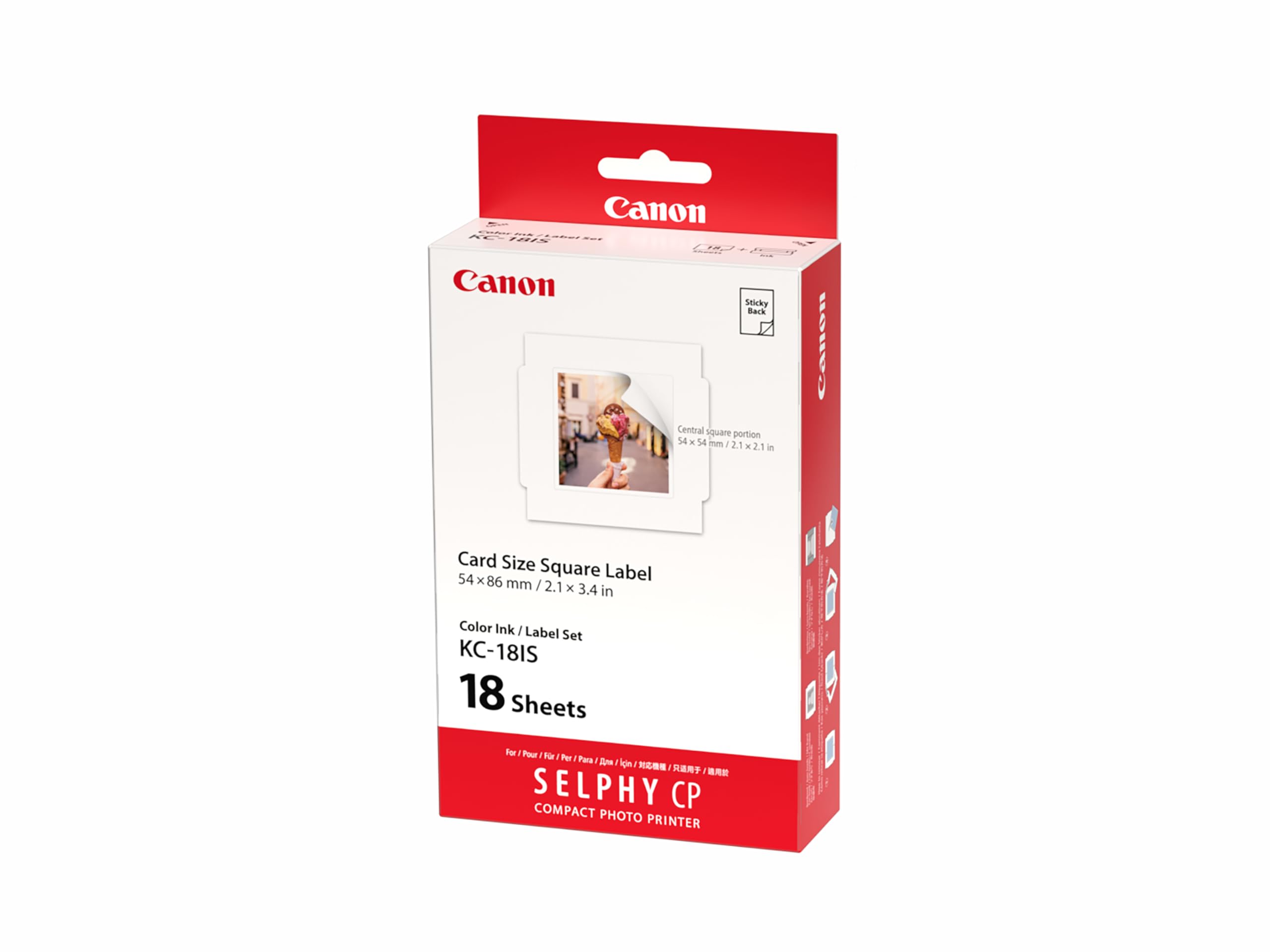 Paper for Canon SELPHY CP1500 - KC-18IS Genuine Canon Ink + Sticker Paper Set (54 x 86mm) 18 Sheets, also compatible with CP1300, CP1200 — image 1