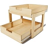 Gsskny Pull Out Cabinet Organizer, 23''W×21''D Sliding Drawers for Cabinets, 2 Tier Soft Close Slide Out Wooden Pull out Drawers, Base Cabinet Organization for Kitchen, Pantry, Bathroom