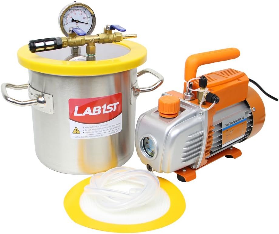 1 1/2 Gallon Vacuum Degassing Chamber Kit with 3.6 CFM Vacuum Pump - Not for Wood Stabilizing