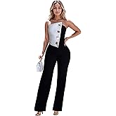 Figdaw Strapless Elegant Jumpsuit Brunch Outfit for Women 2026 Casual Dressy