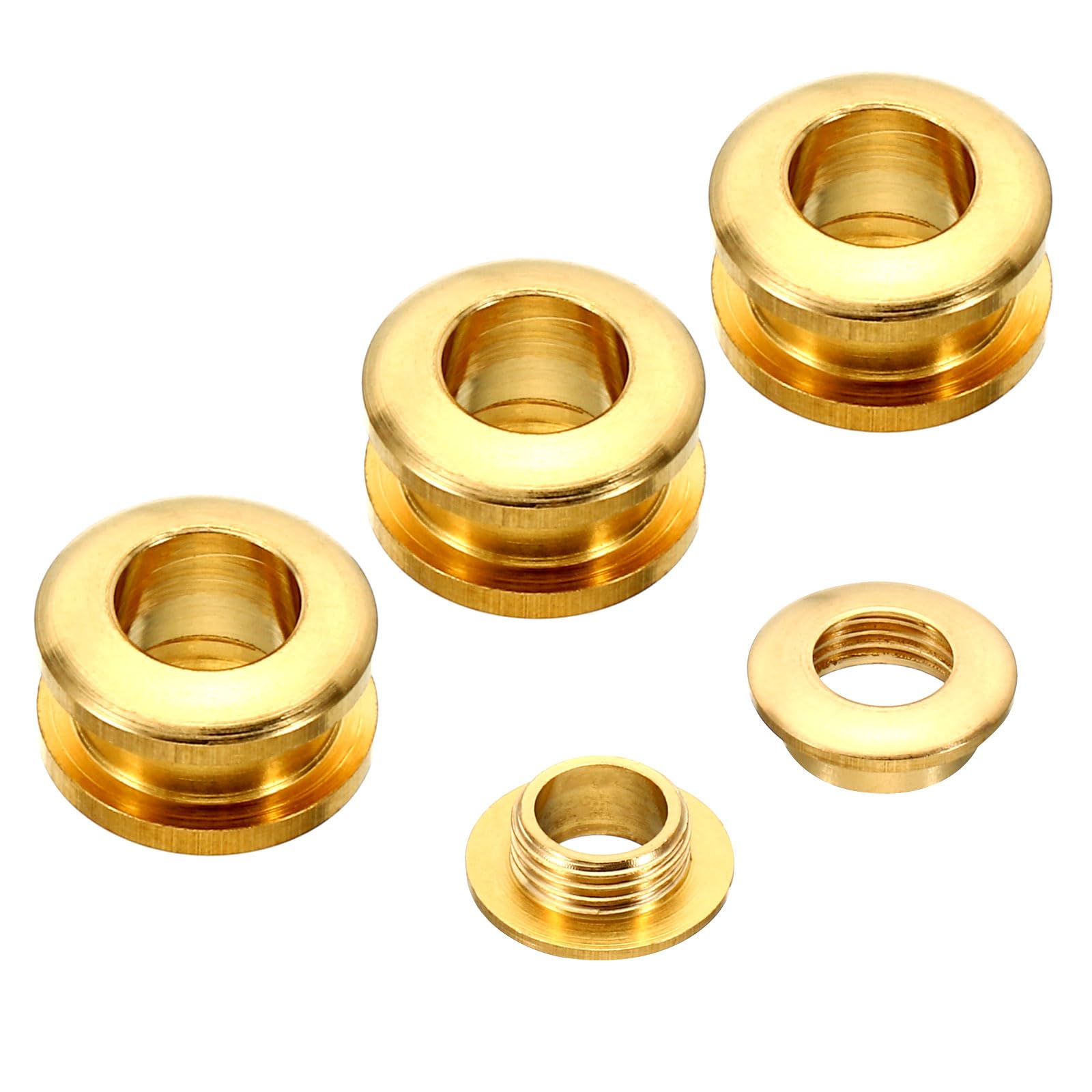 PATIKIL 7mm(2/7 Inch) Solid Brass Hole Eyelets, 4 Pcs Arc Surface Self Backing Grommets with Washer for Leather Craft, Brass Tone — image 1