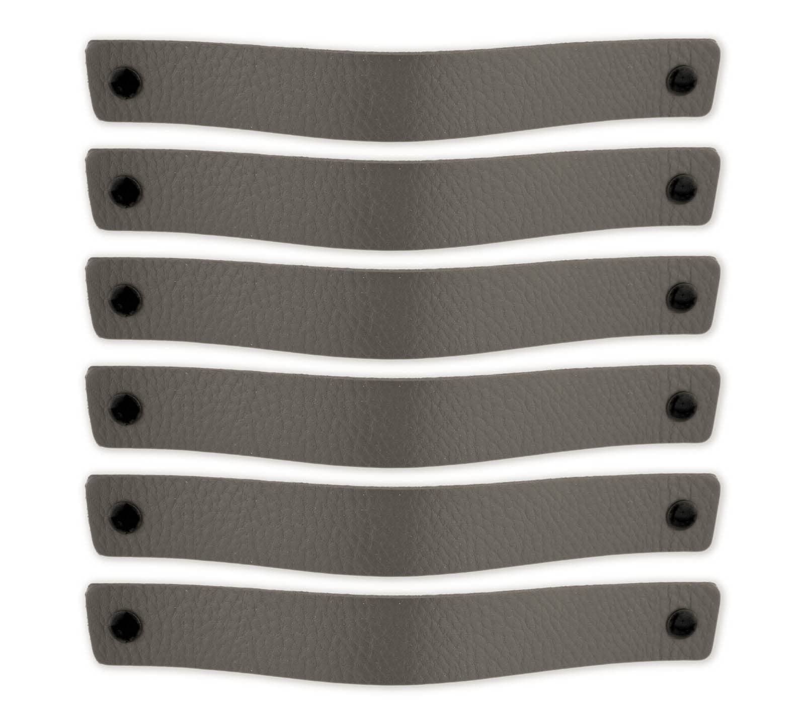 Brute Strength - Leather Handles for Furniture - Grey - 6 pcs - 20 x 2,5 cm - Cabinet Handle, Door Handle for Kitchen, Bathroom, cabinets, Dresser, Wood