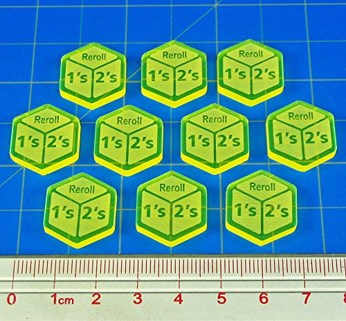 Reroll Ones and Twos Tokens, Fluorescent Yellow (10)