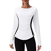 BMJL Womens Workout Tops Active Long Sleeve T Shirt Color Block Slimming Fall Shirts Gym Clothes Woman Blouses Outfits