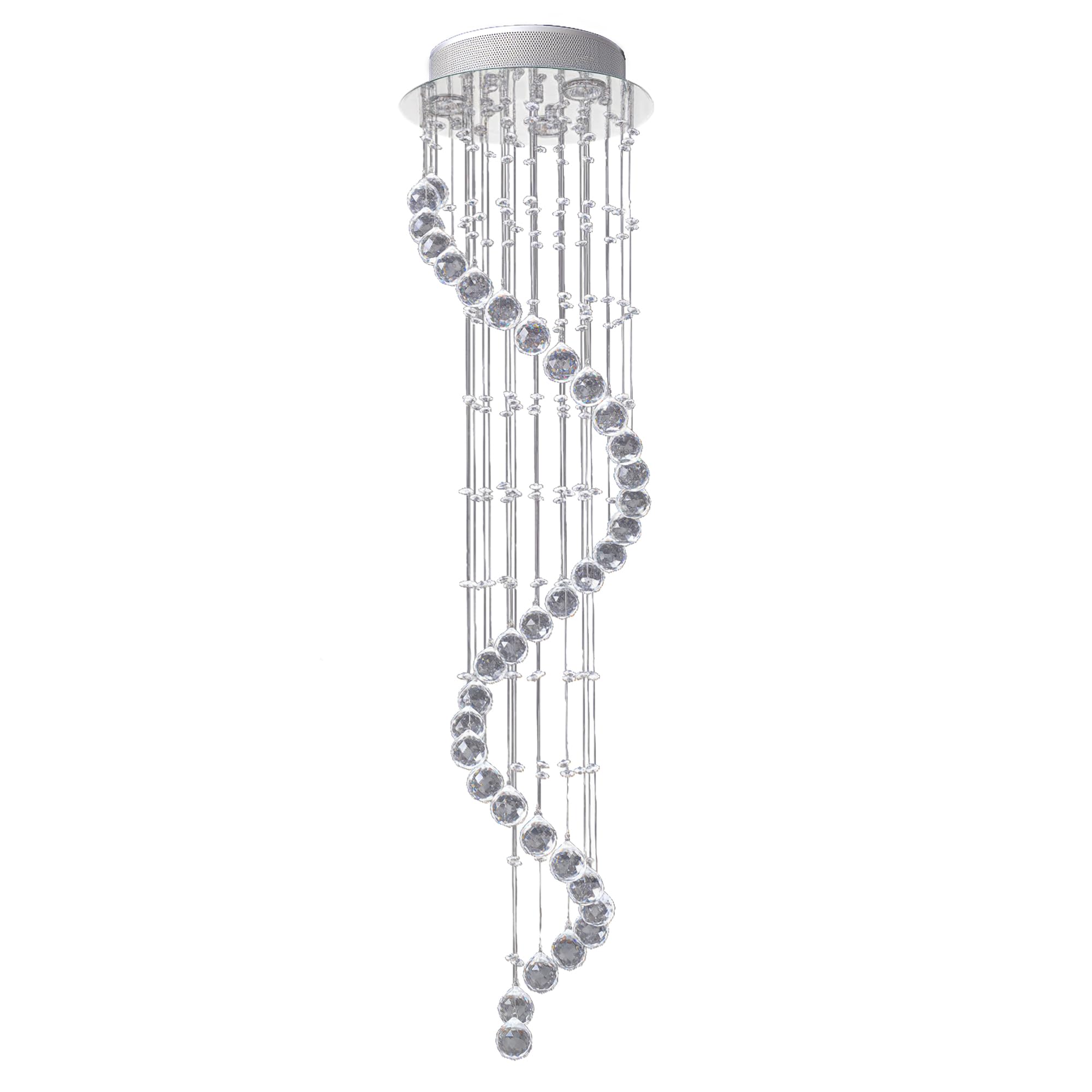 HOMCOM Modern Crystal Chandelier Ceiling Light Pendant Lamp Chrome Finish Glass Droplets New, for Living Room, Bedroom, Hallway, Ф30 x 120cm