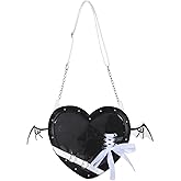 Oweisong Gothic Heart Purse Ita Shoulder Bag Cute Goth Y2K Bat Swing Crossbody Handbag for Anime Pins Display