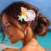JAKAWIN Light Up Mermaid Hair Accessories Seashell Hair Clips Ocean Starfish Clip for Women