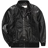 LJYH Boys'Classic Stand-Collar Faux Leather Moto Biker Jacket
