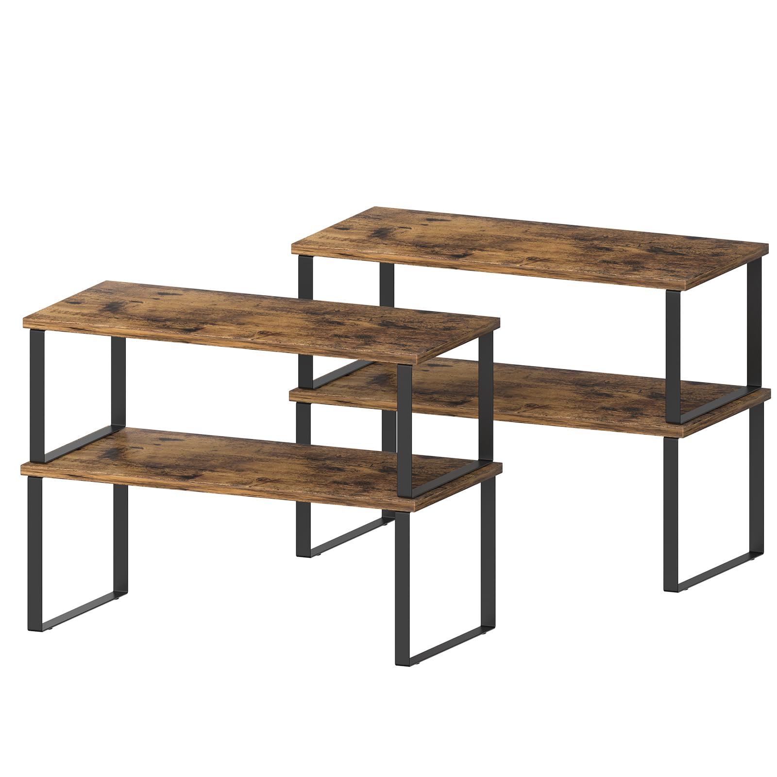 CADUKE 4-Pack Kitchen Shlef Organiser, Stackable & Expandable Spice Rack Spice Holder, Counter Cupboard Shlef Organisers for Kitchen, Pantry, Bathroom