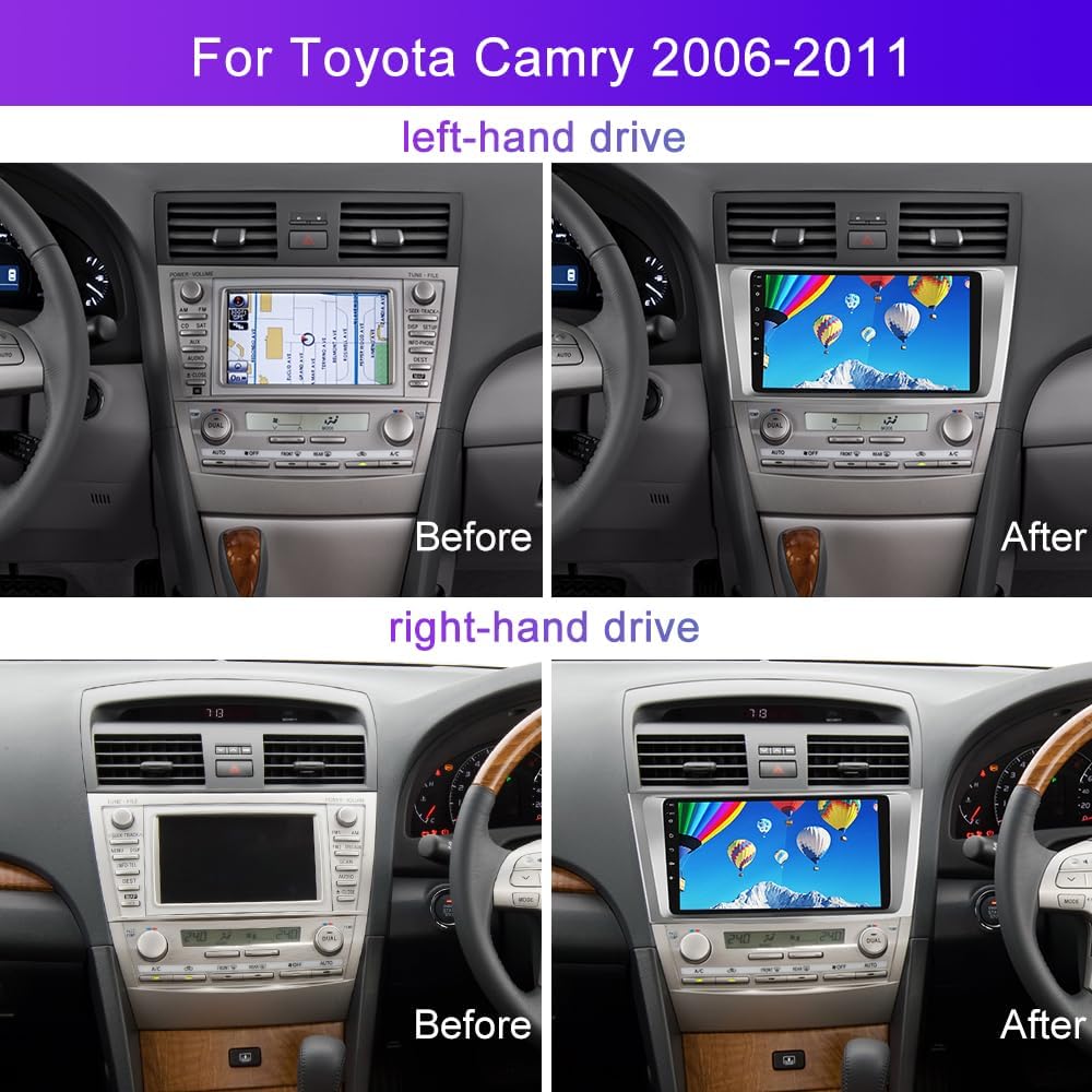 8-Core 6G+128G Car Radio for Toyota Camry 2006-2011 Support Canbus Original JBL navigation, Rimoody Android 13 Car Stereo Wireless Carplay Android Auto 9'' TouchScreen WiFi DSP BT/FM/RDS Backup Camera