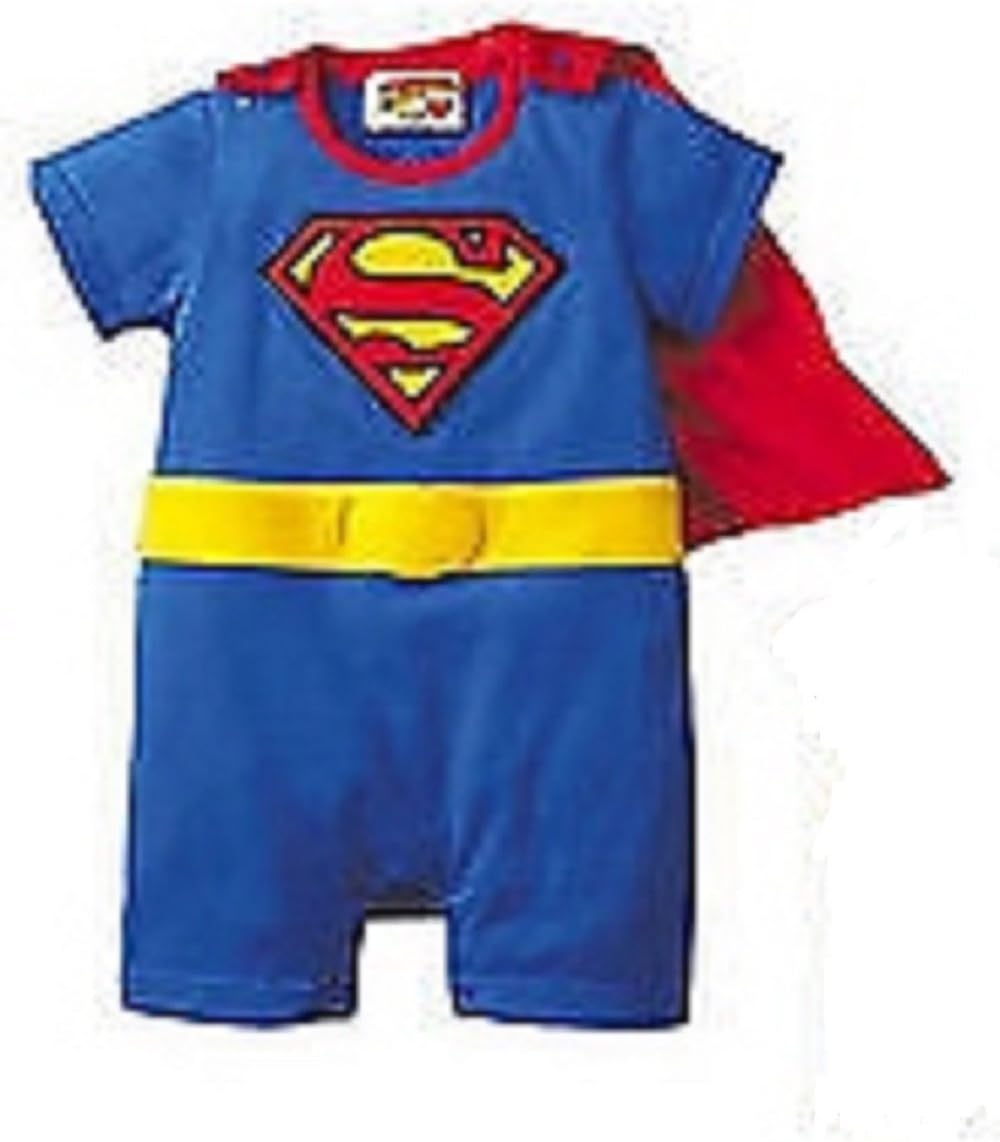 SUPERMAN BATMAN SUPERGIRL BABY GROW FUNKY CUTE FANCY DRESS OUTFIT GIFT (6-12 MONTHS, SUPERMAN SHORT SLEEVE)