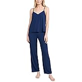 Eberjey Women's Frida Cami and Pants Pajama Set, Navy/Ivory, XS