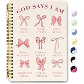 THDSE Bible Journal for Women, Christian Prayer Journal Pink Notebook Gifts for Teen Girls Kids, Bible Study Supplies, Coquette Preppy Bows Cute Church Faith Journaling Hardcover Spiral Notebook 5.5 X 8.3