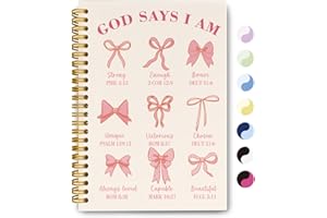 THDSE Bible Journal for Women, Christian Prayer Journal Pink Notebook Gifts for Teen Girls Kids, Bible Study Supplies, Coquette Preppy Bows Cute Church Faith Journaling Hardcover Spiral Notebook 5.5 X 8.3