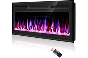 Hocookeper 36 inch Electric Fireplace, Wall Mounted and Recessed Fireplace Linear Fireplace Insert with Remote Control, Adjustable Flame Colors, Timer,750w/1500w, Black