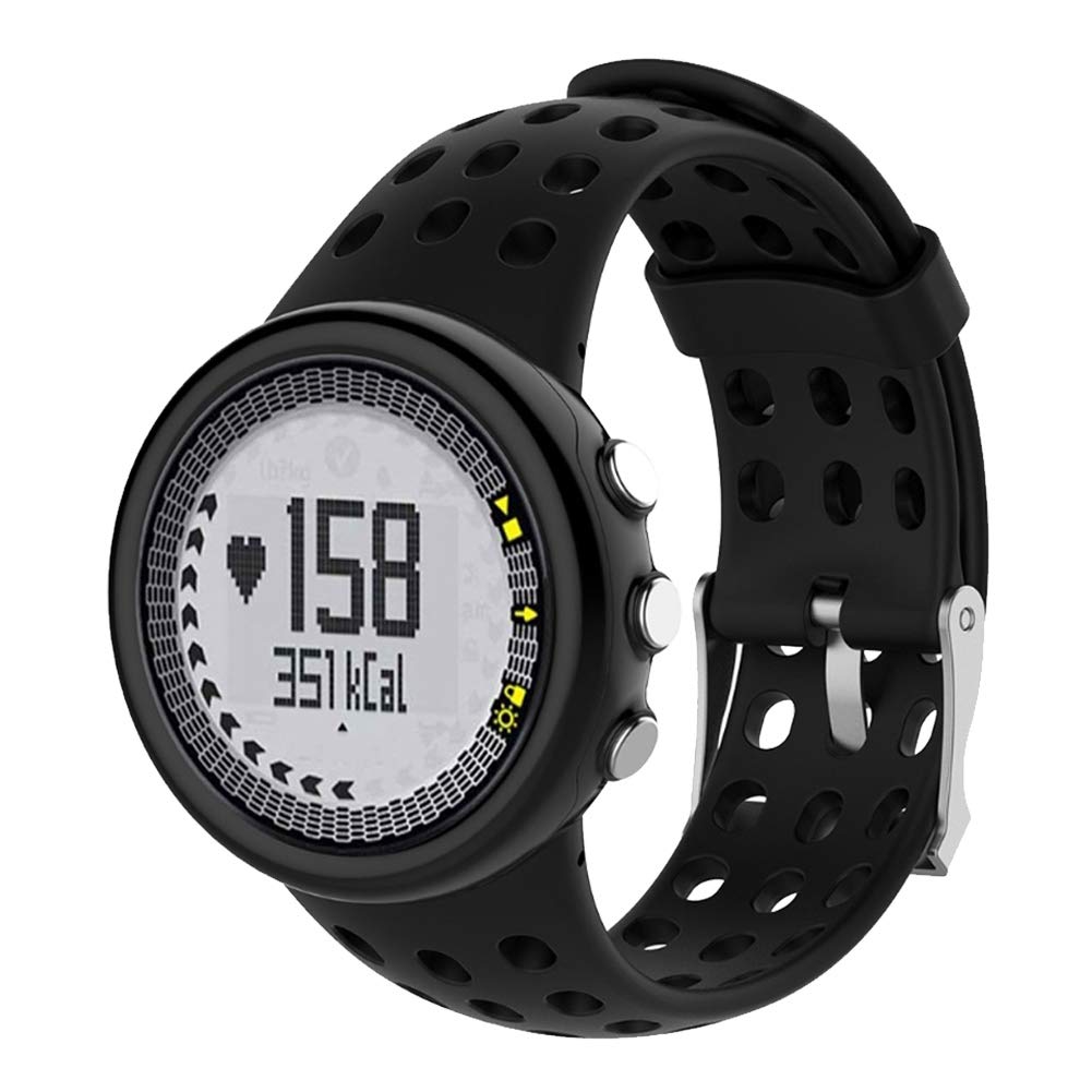 Jectse Sport Band Watch Band, TPE Wear Resistance Soft Silicone Waterproof Strap for Women Men Shockproof Rugged Band Strap for M1 M2 M4 M5 GPS Watch (Black)