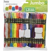 Essentials by Leisure Arts Embroidery Floss 105 Piece Jumbo Pack, 6 Strand Mercerized Cotton Floss for Hand Embroidery Cross Stitch and Needlework
