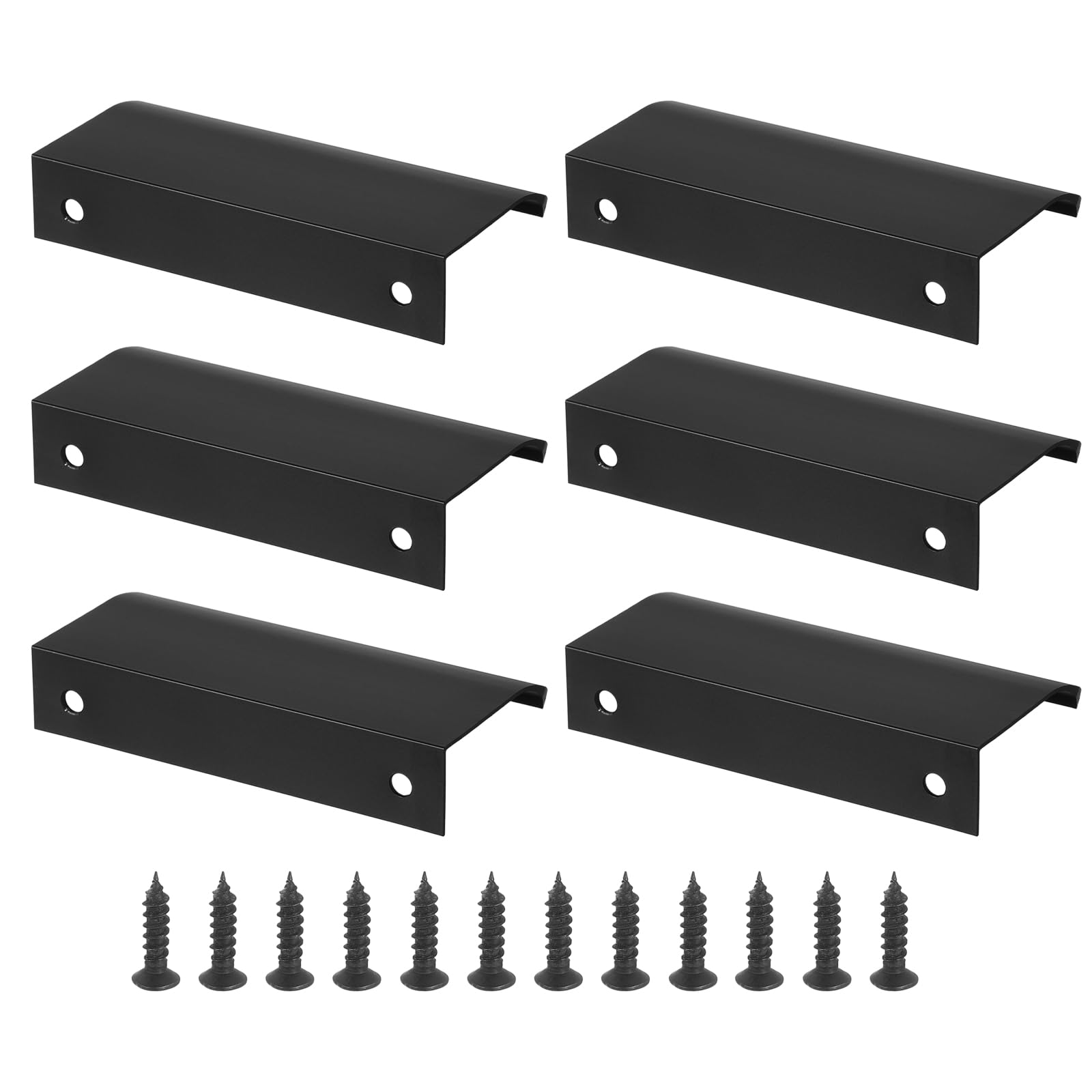 PATIKIL Mount Finger Edge Pull, 6 Pack 80mm/3.15" Aluminum Alloy Concealed Handle Cabinet Edge Pulls with Screws for Home Kitchen Furniture Door Drawer, Black