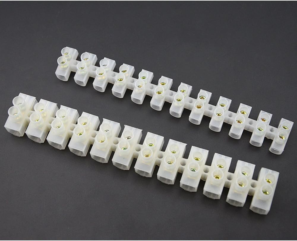 BGTXINGI 6Pcs 30A 60A 12 Position Double Row Screw Terminal Block Environmental Friendly Flame Retardant Nylon Terminal Barrier Block Connector For All Wide Use(White) - Image 3