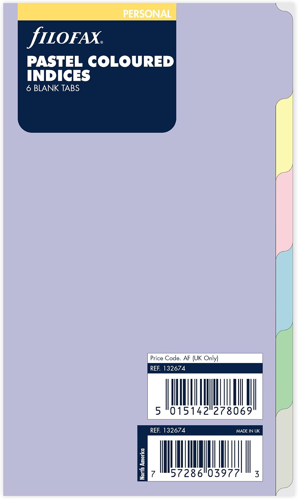 Filofax Personal Pastel 6 Blank Tabs Index