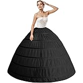 Mannice Women Crinoline Petticoat 6 Hoop Skirt Petticoats for Women Petticoats Underskirt Hoop Slip for Wedding
