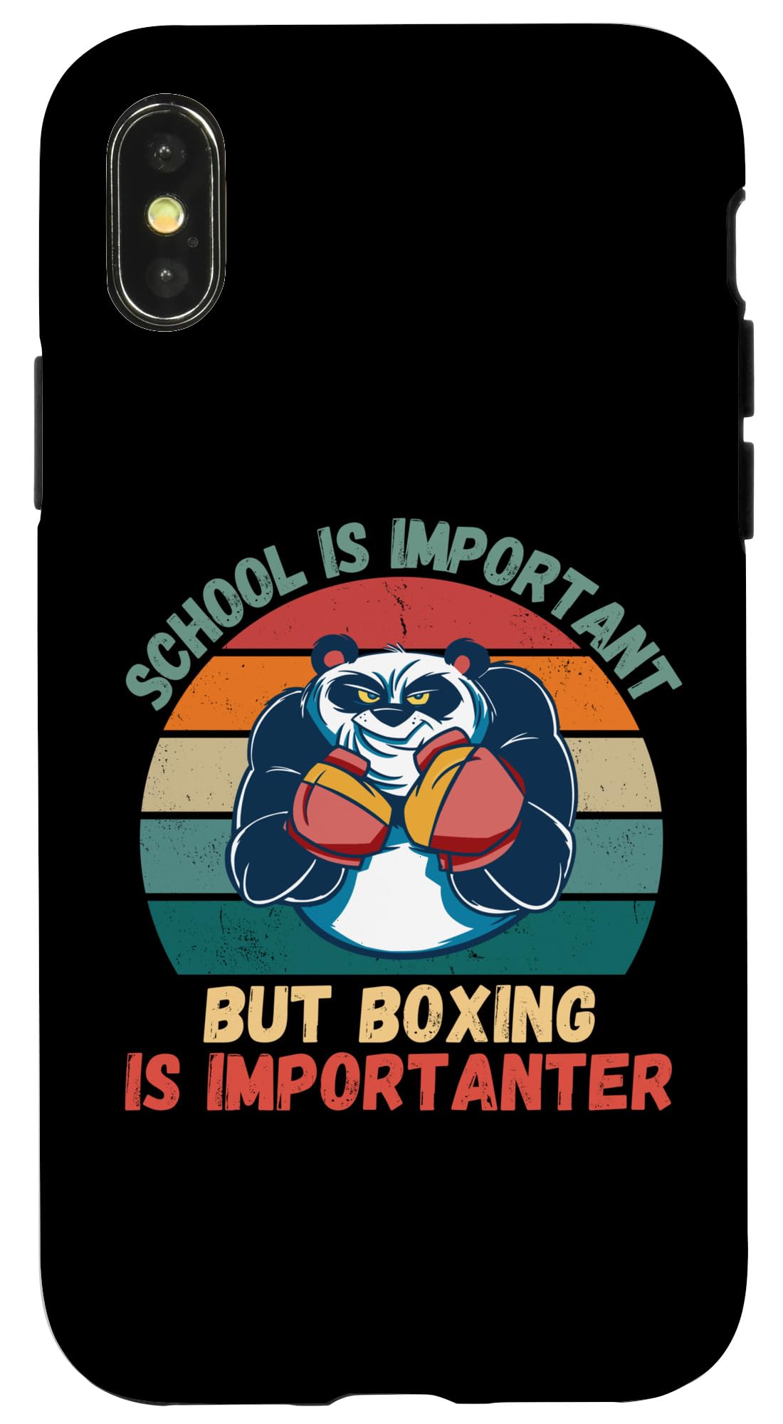 iPhone X/XS Retro Panda School Is Important Boxing Is Importanter Case