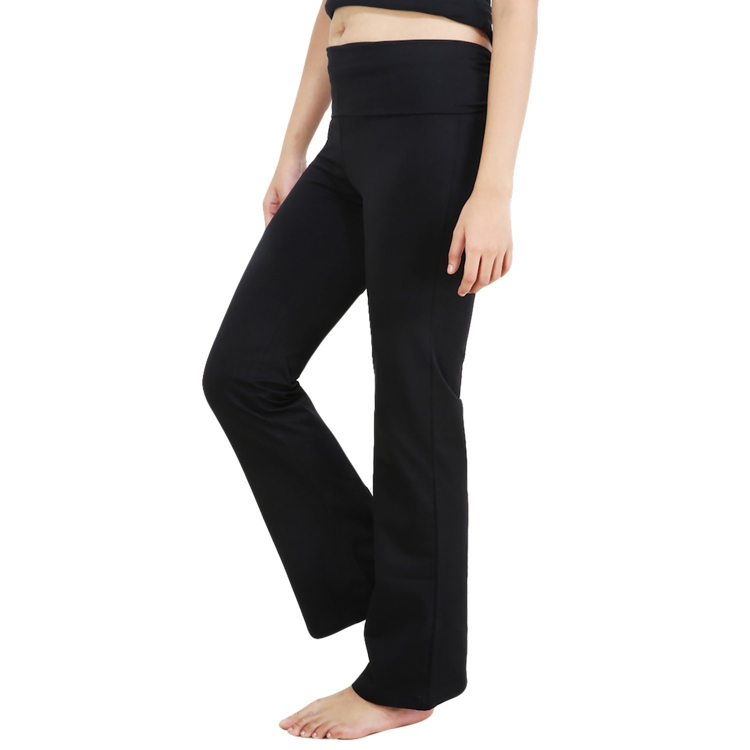 nite flite women's black foldover yoga pants