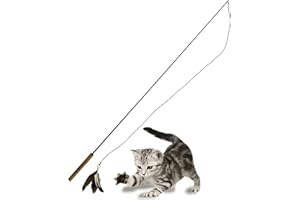 repounce Forever Stick - The Unbreakable Cat Teaser Wand, Extra Long Durable Interactive Toy for Indoor Cats, Cat Fishing Pole Toy for Bored Indoor Adult Cats, Feather String Toy On Stick Enrichment