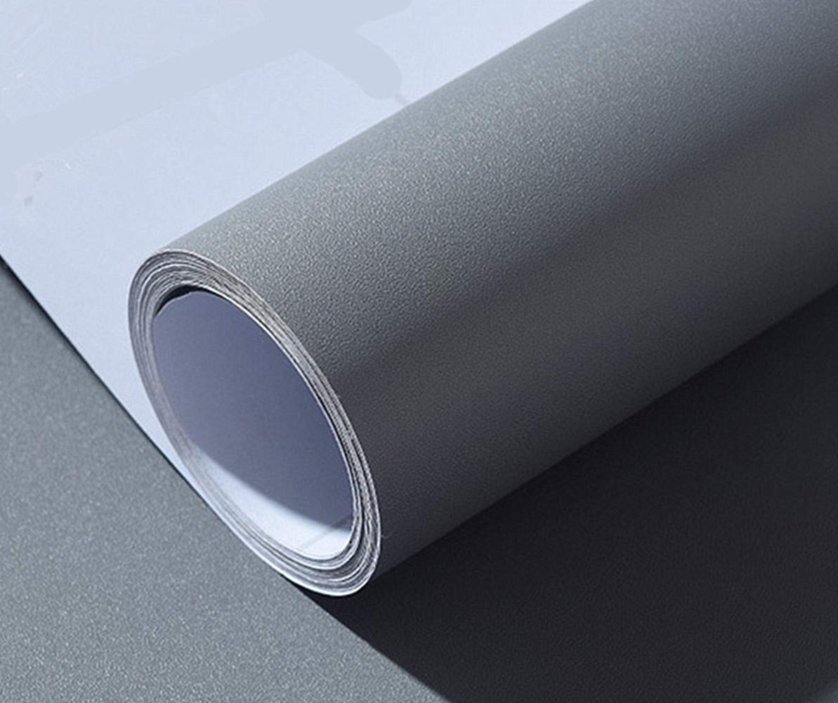 Self Adhesive Matte Textured Wallpaper Peel Stick Vinyl Film Furniture Paper Walls Doors Windows Decorative Sticker,40cm by 250cm (Grey)