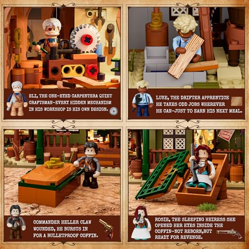 LUMIBRICKS Western-Carpentry-Workshop Lighting-Building-Bricks Set - 1832 Pcs The Old West Blacksmith-Shop Light Construction Building Model Set for Adults and West Lovers