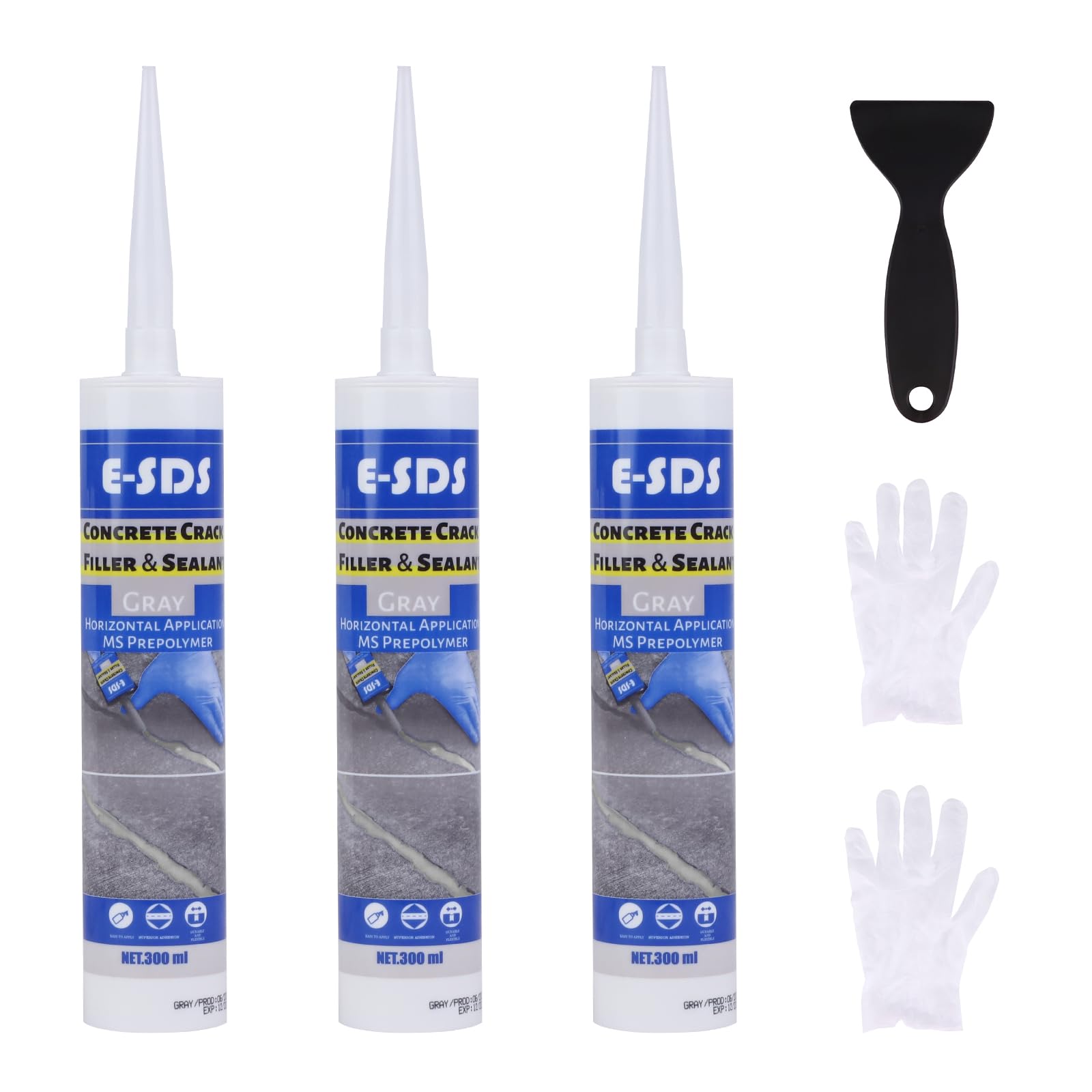 Photo 1 of Cement Crack Filler Outdoor Waterproof Concrete Repair Sealant Self-Leveling Driveway Crack Filler Construction Crack Flexible Concrete Patch Gray 10.5 fl. oz (Grey,3 Pack)